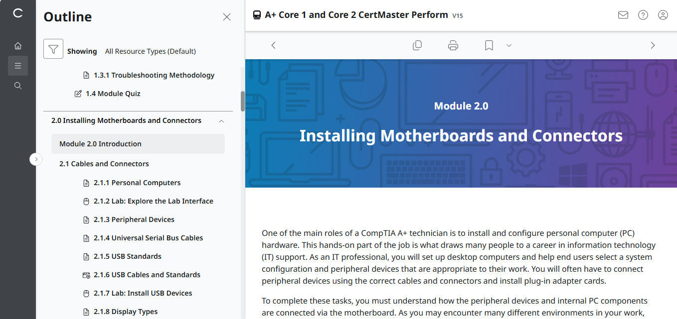 CompTIA A+ Core 1 & 2 CertMaster Perform (V15)