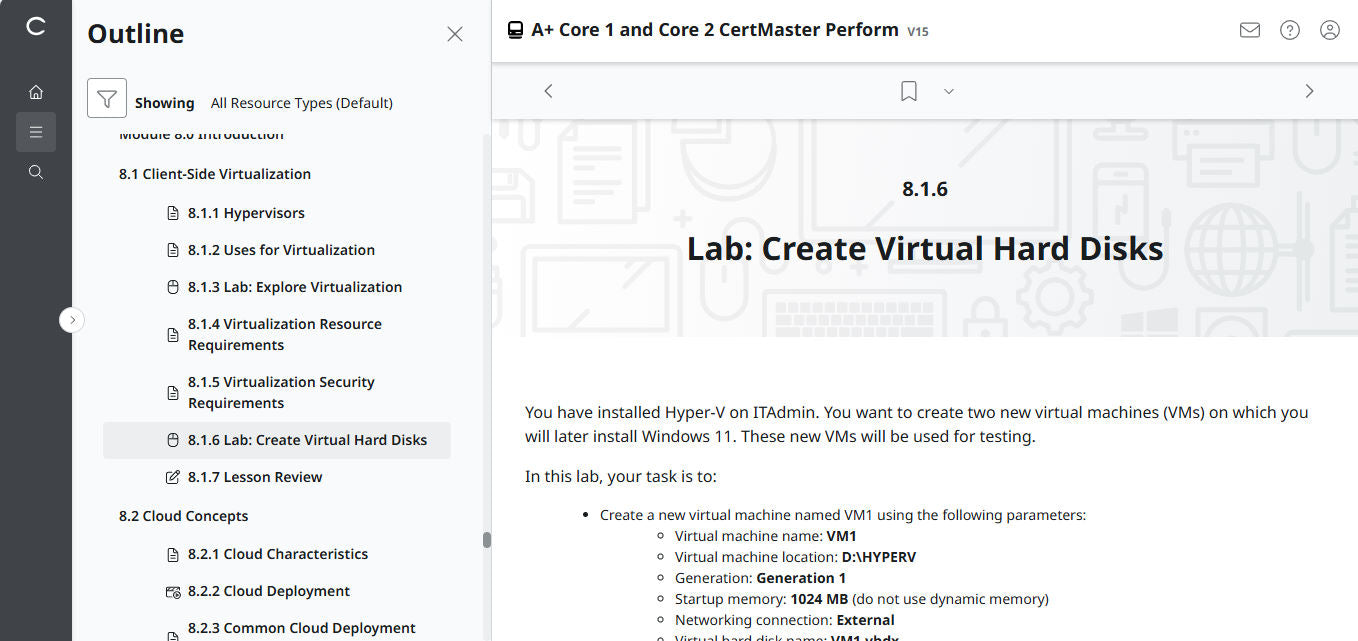 CompTIA A+ Core 1 & 2 CertMaster Perform (V15)