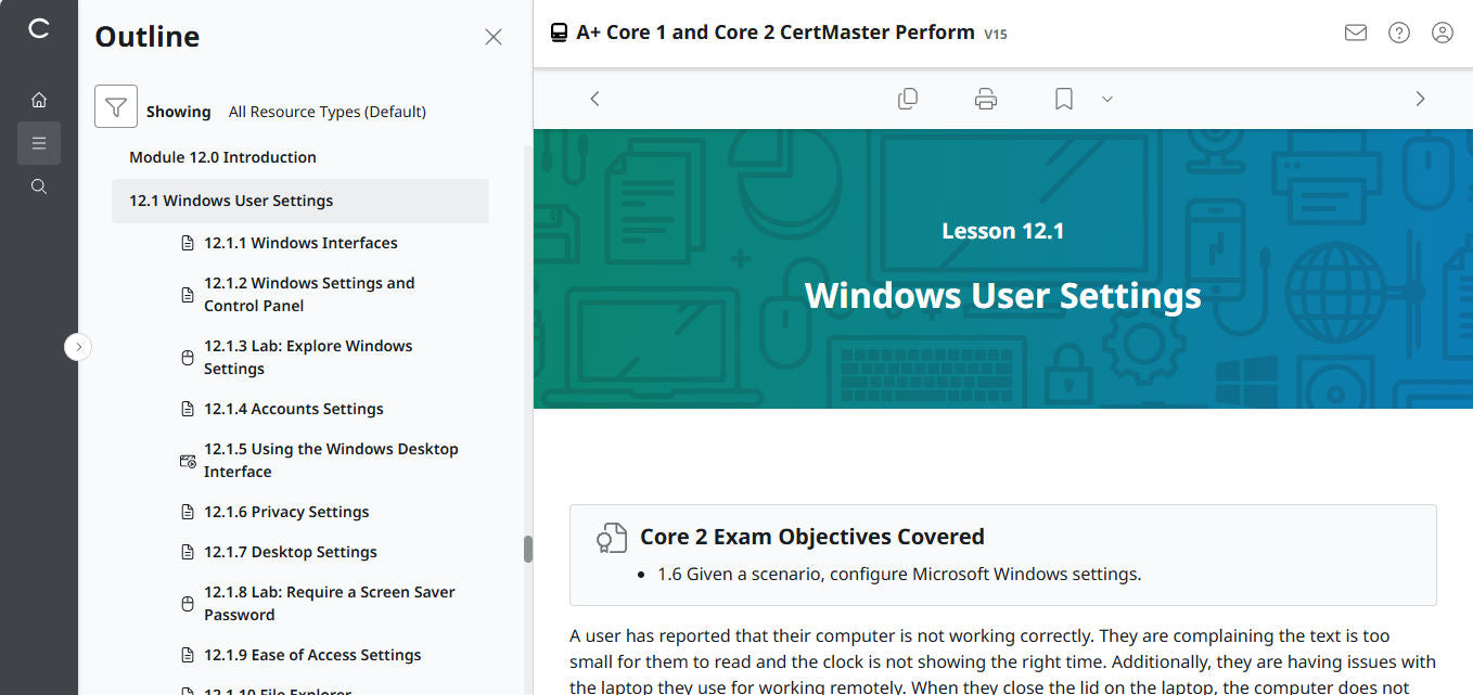 CompTIA A+ Core 1 & 2 CertMaster Perform (V15)