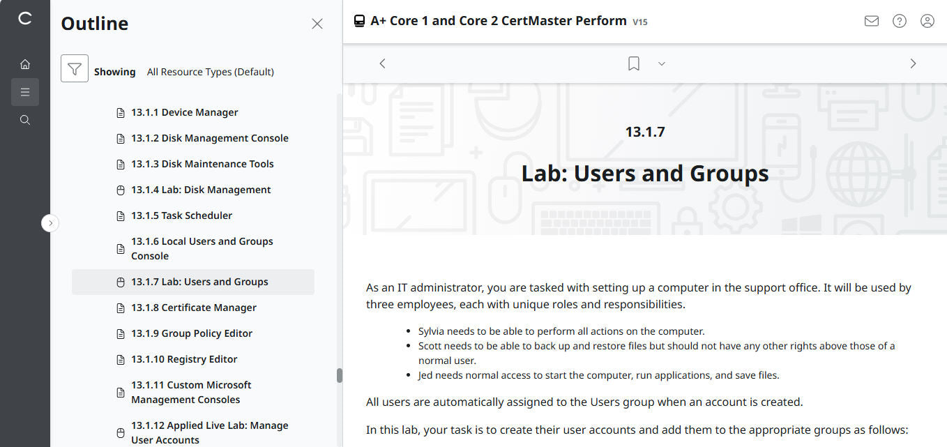 CompTIA A+ Core 1 & 2 CertMaster Perform (V15)