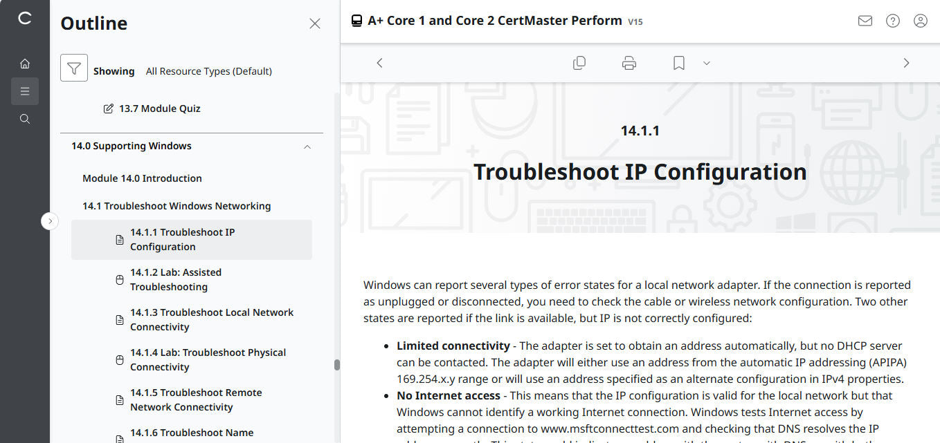 CompTIA A+ Core 1 & 2 CertMaster Perform (V15)
