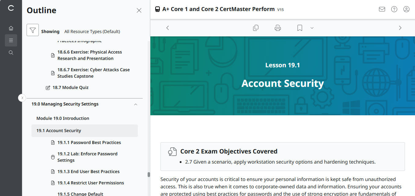 CompTIA A+ Core 1 & 2 CertMaster Perform (V15)