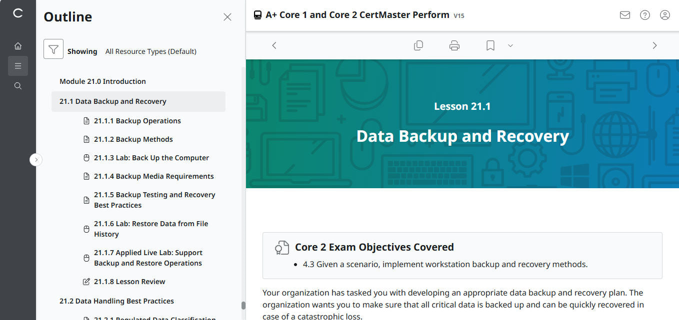 CompTIA A+ Core 1 & 2 CertMaster Perform (V15)