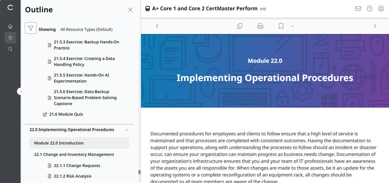 CompTIA A+ Core 1 & 2 CertMaster Perform (V15)