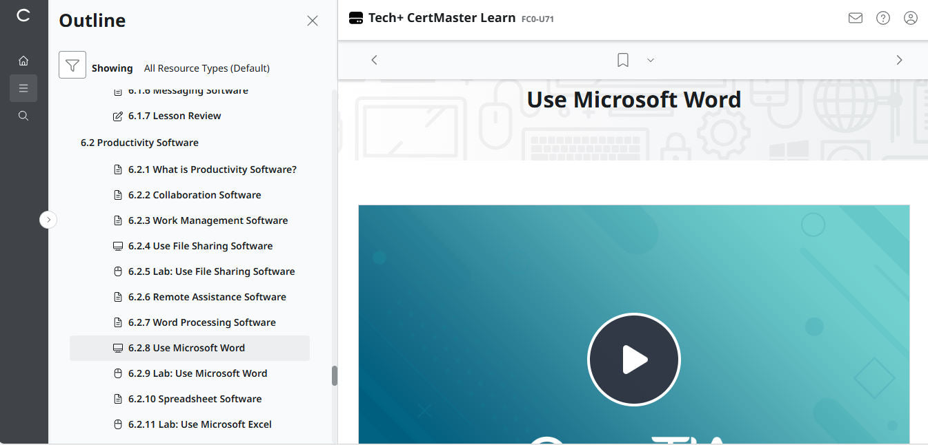 CompTIA CertMaster Learn Tech+ FC0-U71 - Individual License (12 Months Access)